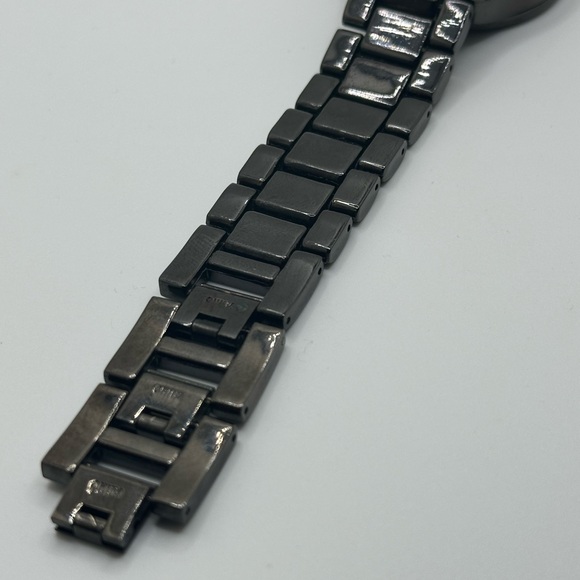 Men’s Curations Brand Black Chrome and Rhinestone Quartz Watch - Picture 7 of 8